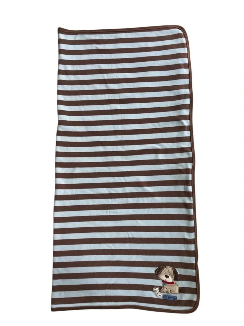 Carter's Baby Blanket Puppy Dog Gone Cute Blue Brown Stripes Jersey‎ 26 x 28.